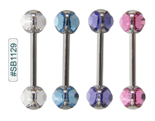Straight Barbell with 6mm 3 Gem Ball 