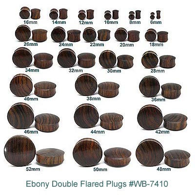 Ebony Plugs for Ears Ebony Double Flared Wood Ear Plugs