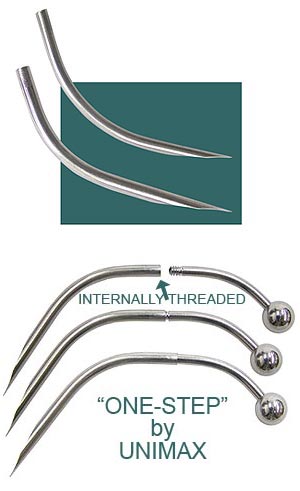 Internally Threaded - Curved Piercing Needle, 1-1/2 Inch Length