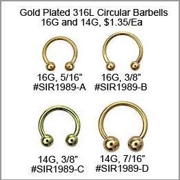 SIR1989 Gold Plated Circular Barbells