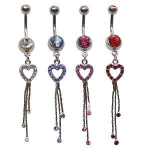 SV5650 Gem Heart Dangle Navel Curve