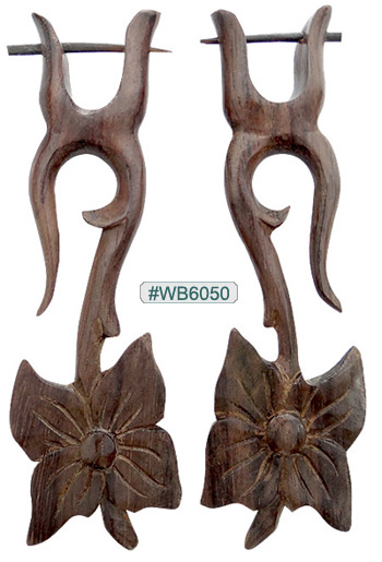WB6050 Wooden Tribal Earrings